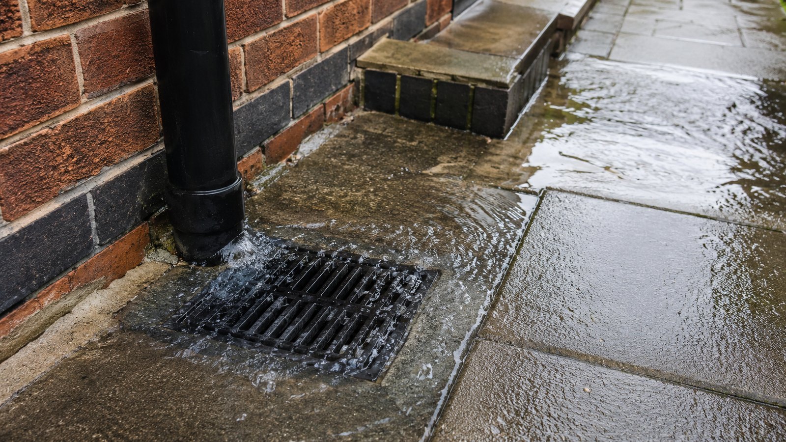Outside Drain Overflowing — UK drainage example